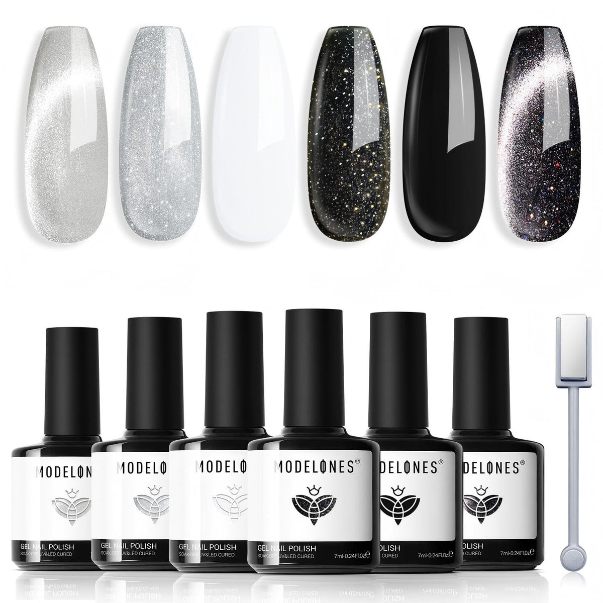 modelones front packaging showing six bottles and magnet, clear kit benefits