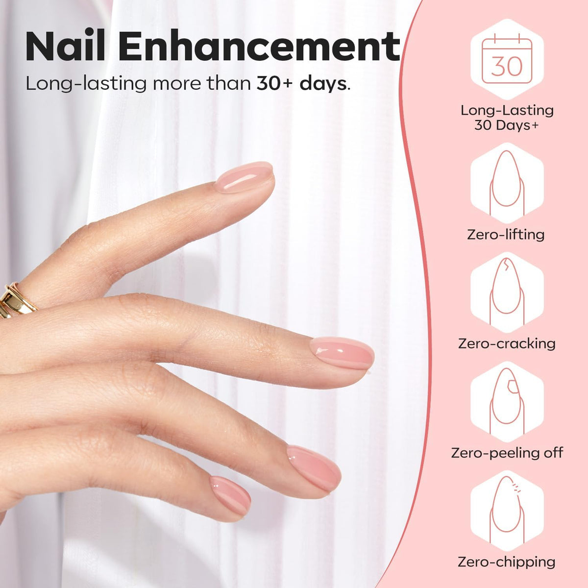 modelones builder gel applied on nail tip demonstrating thickness boost