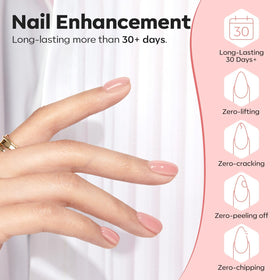 modelones builder gel applied on nail tip demonstrating thickness boost
