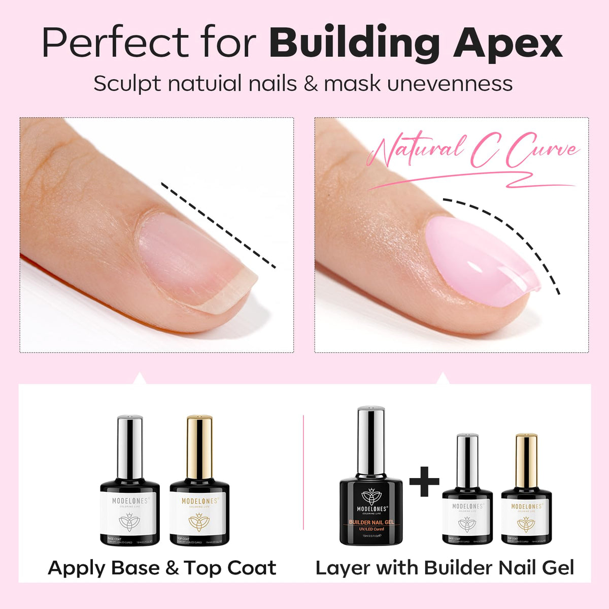 modelones gel on nail apex demo creating structured strength