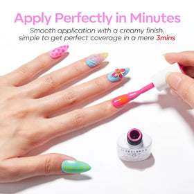 modelones green and purple finished manicure showcasing bold color contrast