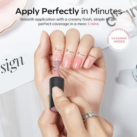 modelones hand model with French-style manicure using kit benefit: salon-quality finish