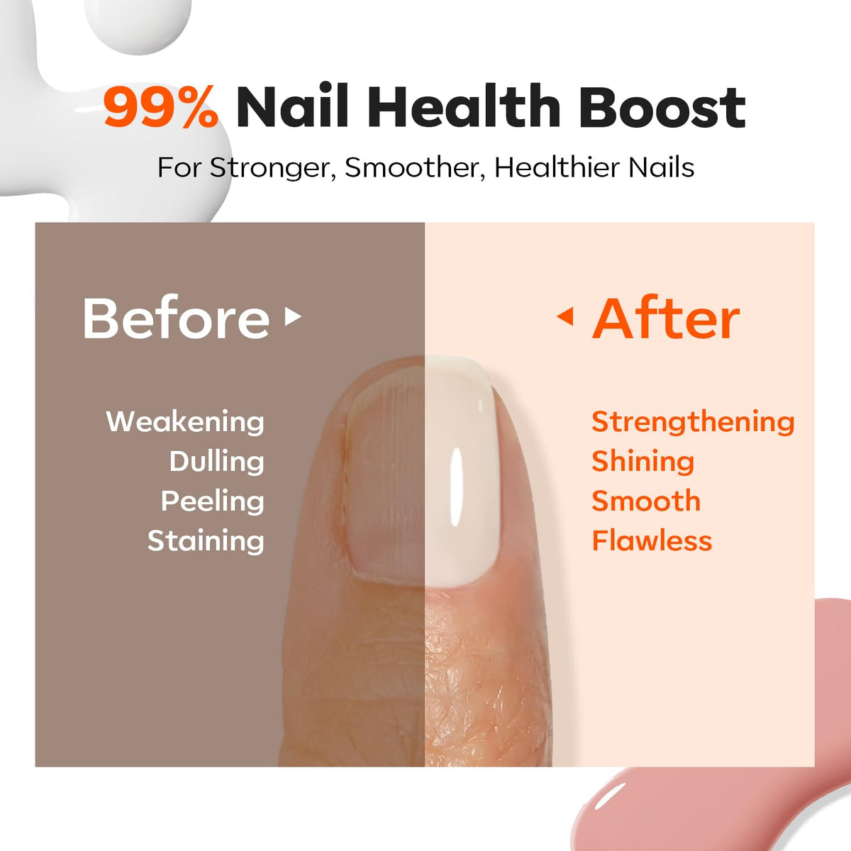 modelones hand with polish showing glossy nails benefit: instant polished, strengthened look