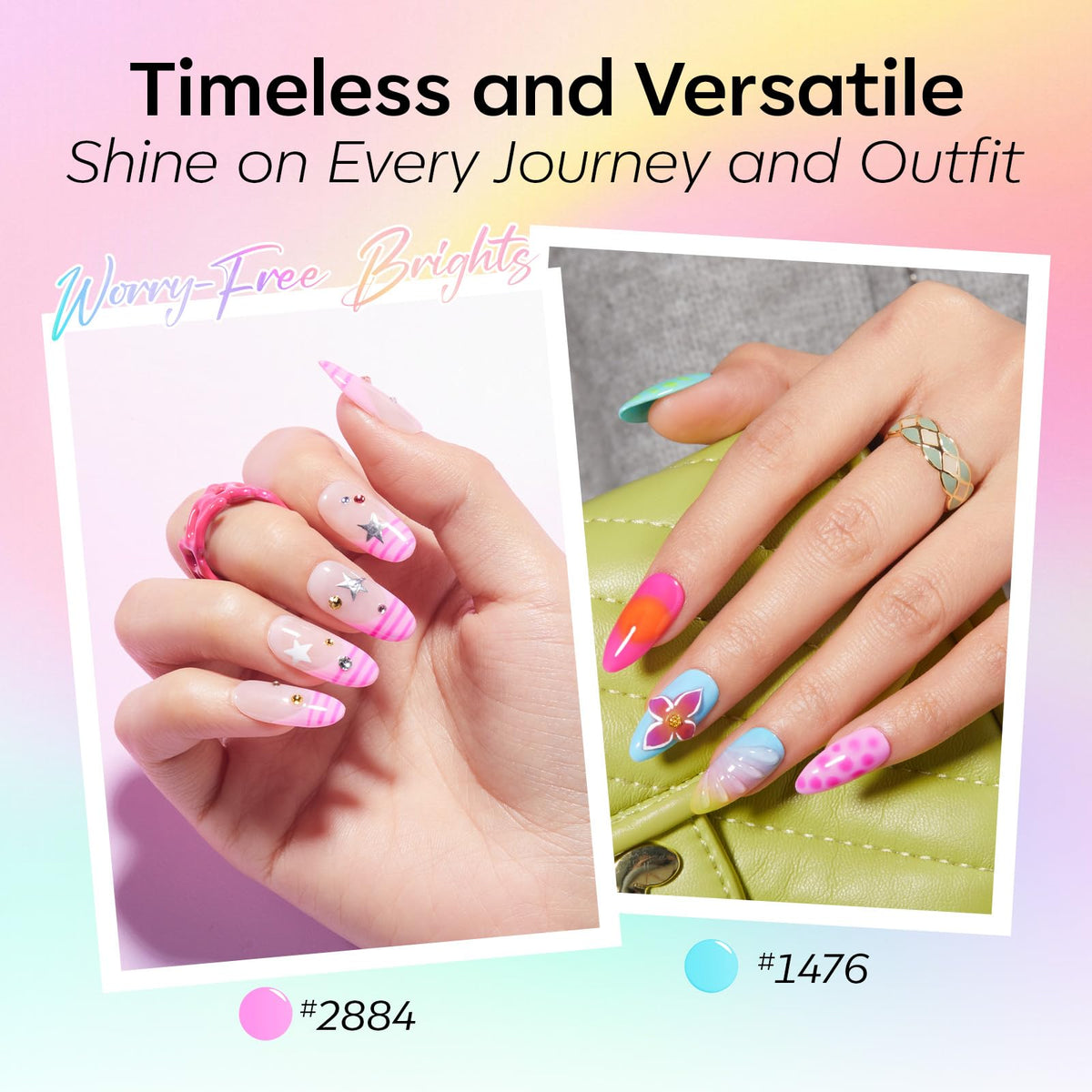 modelones hot pink swatches on nail tips illustrating intense neon payoff