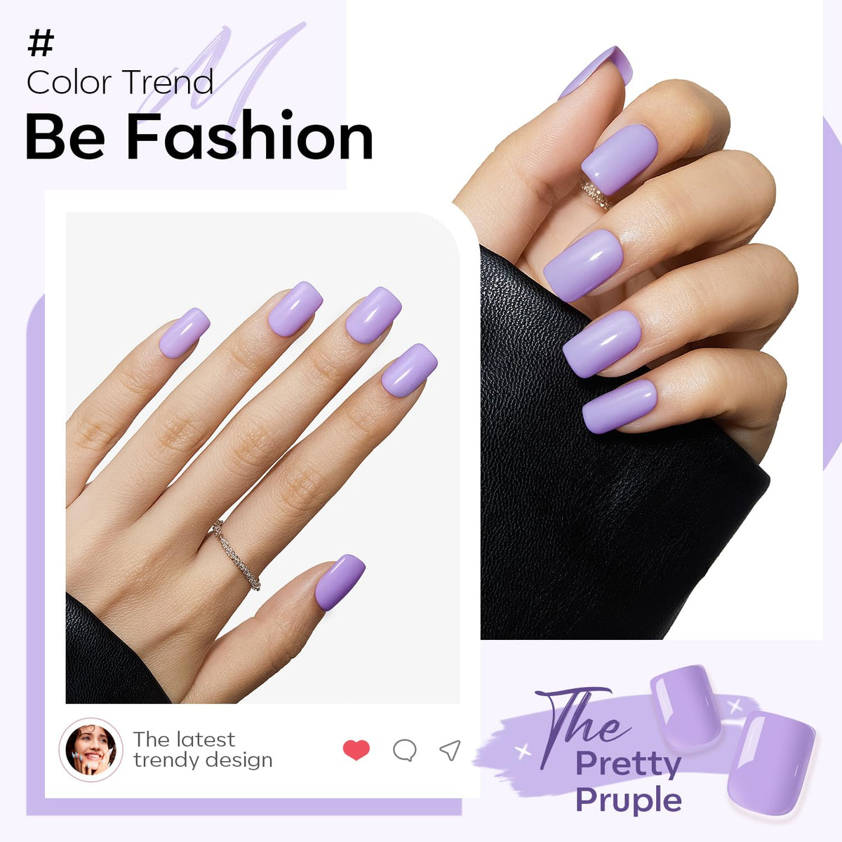 modelones in hand application showing press-on nail being pressed on for quick salon finish