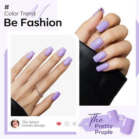 modelones in hand application showing press-on nail being pressed on for quick salon finish