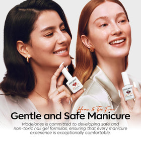 modelones in-use manicure showing cured blue nails for salon-quality look