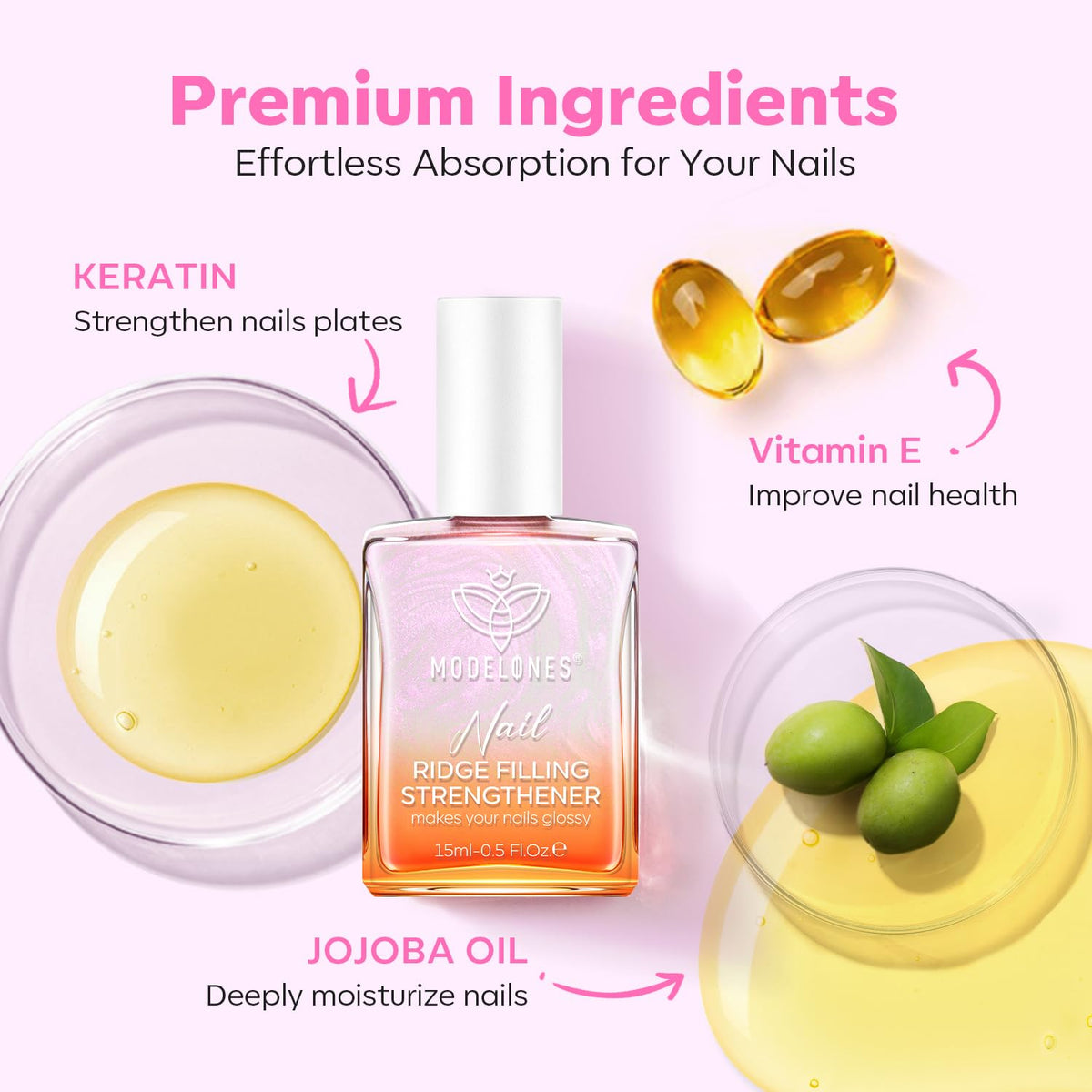 modelones ingredients label closeup highlighting keratin and jojoba benefit