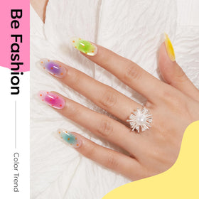 modelones jelly color swatches on sample tips, vibrant sheer finish