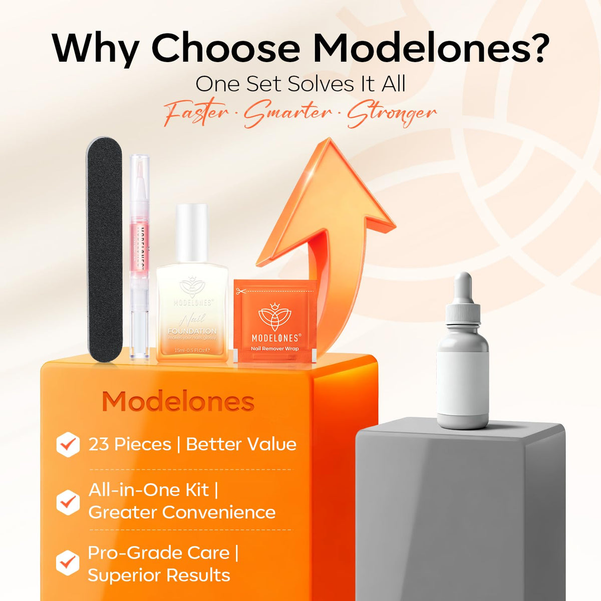 modelones kit components arranged showing complete tools for DIY manicure