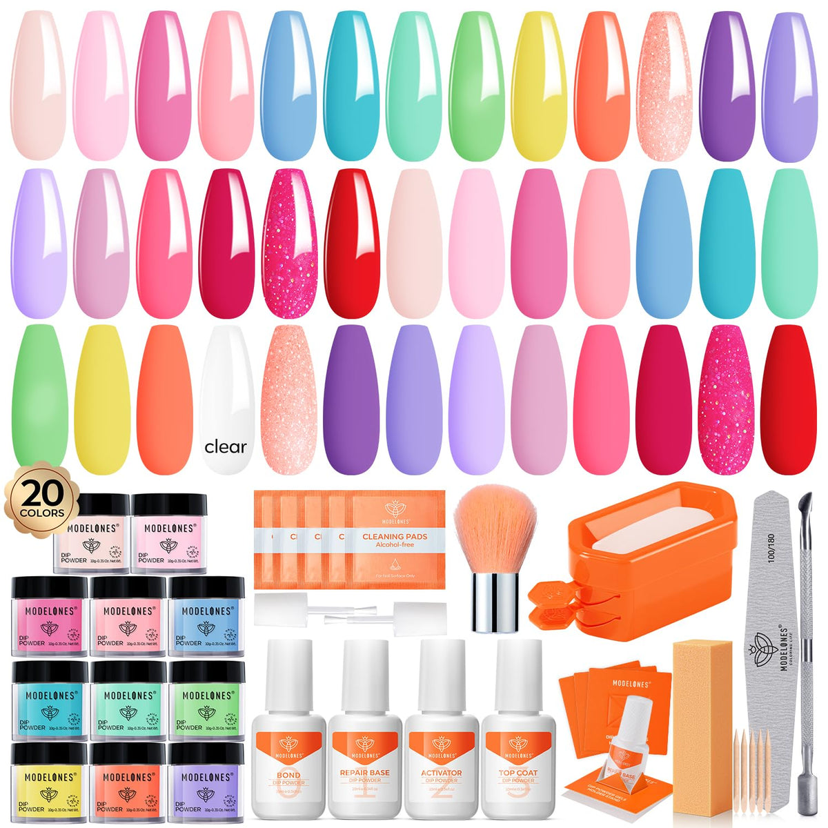 modelones kit front overview showing all bottles and powders for easy selection