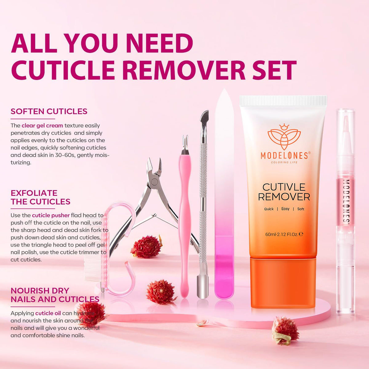 modelones kit staged on a vanity to show travel-ready presentation