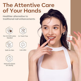modelones lifestyle handshot with elegant nude mani showcasing wearable salon finish