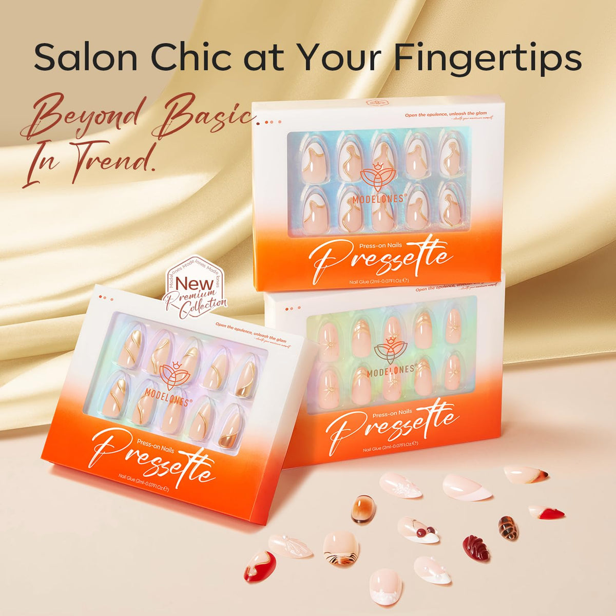 modelones lifestyle shot of woman wearing nails boosting polished outfit appeal