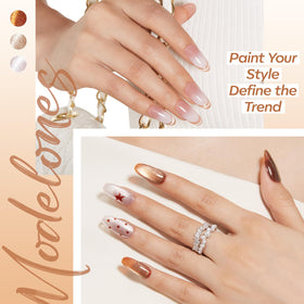 modelones magnetic stick above partially cured nail, illustrating how to create cat-eye shimmer