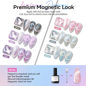 modelones double-head magnet held above nail creating cat-eye shimmer effect