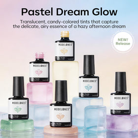 modelones hands with pastel jelly manicure demonstrating delicate, wearable style