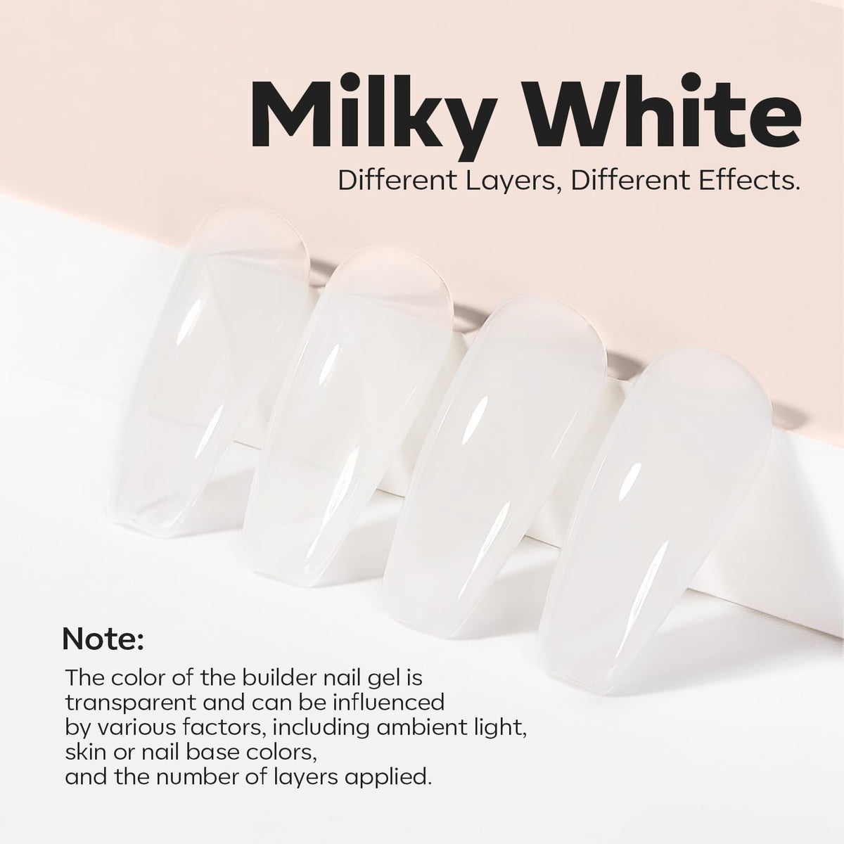 modelones milky white swatch on nail delivering natural opaque base