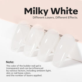 modelones milky white swatch on nail delivering natural opaque base
