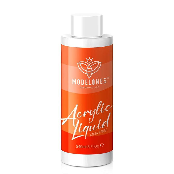 modelones front bottle showing clear monomer and easy-pour cap for precise use