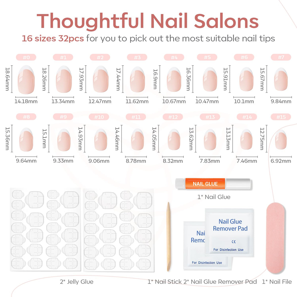 modelones kit contents with glue, adhesive tabs, file and prep pads for convenience
