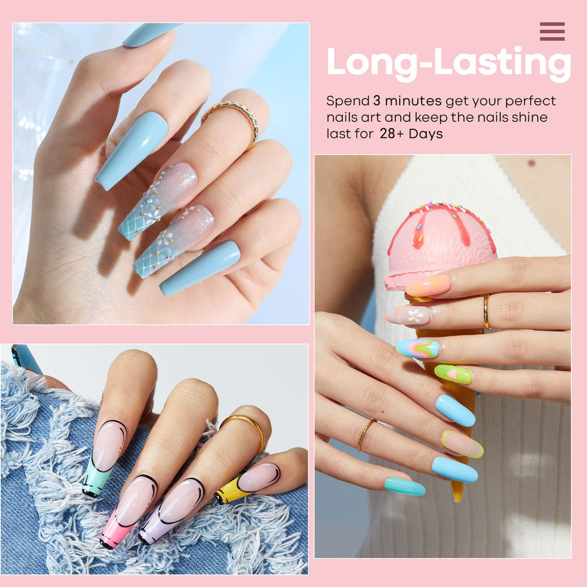 modelones nail swatch fan displaying all six macaron spring shades