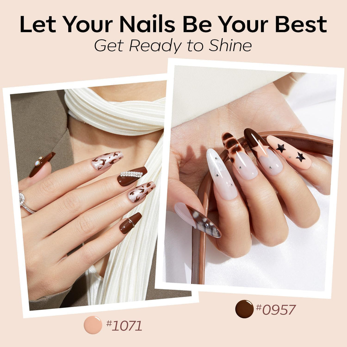 modelones nail swatch range on hand displaying color selection for varied skin tones benefit