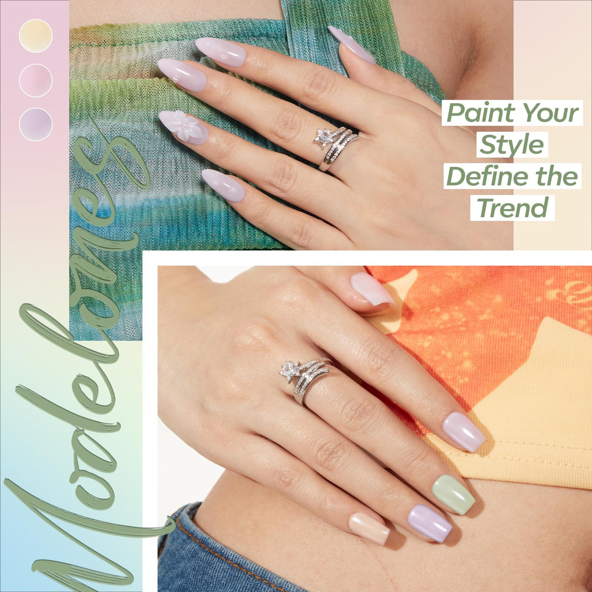 modelones nail wheel swatches displaying six pastel shades for easy selection