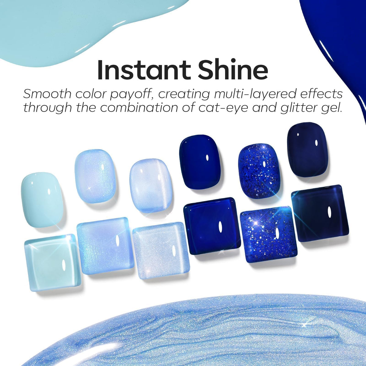 modelones palette layout with all six blue shades for mixing ideas