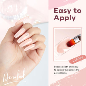 modelones cured nail swatch displaying glossy, jelly finish and long-lasting strength