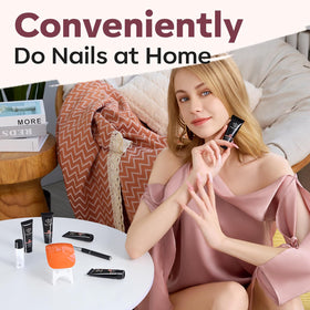 modelones finished nails in lifestyle scene showing natural-looking extensions and everyday wear