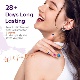 modelones purple and orange duo manicure showing complementary neon contrast