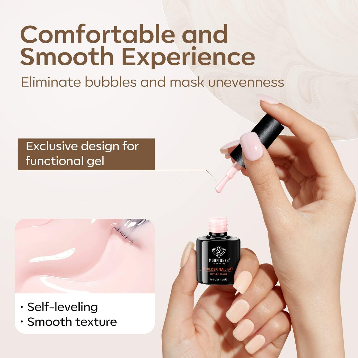 modelones cured nails with top coat glossy shine displaying long-lasting protection benefit