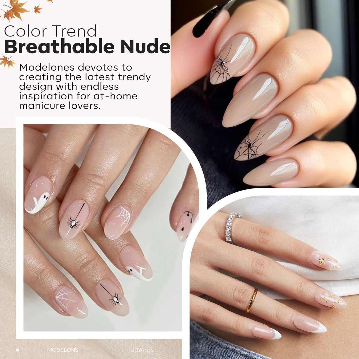 modelones swatches of the six nude-carameI shades on cards, helps choose the perfect tone