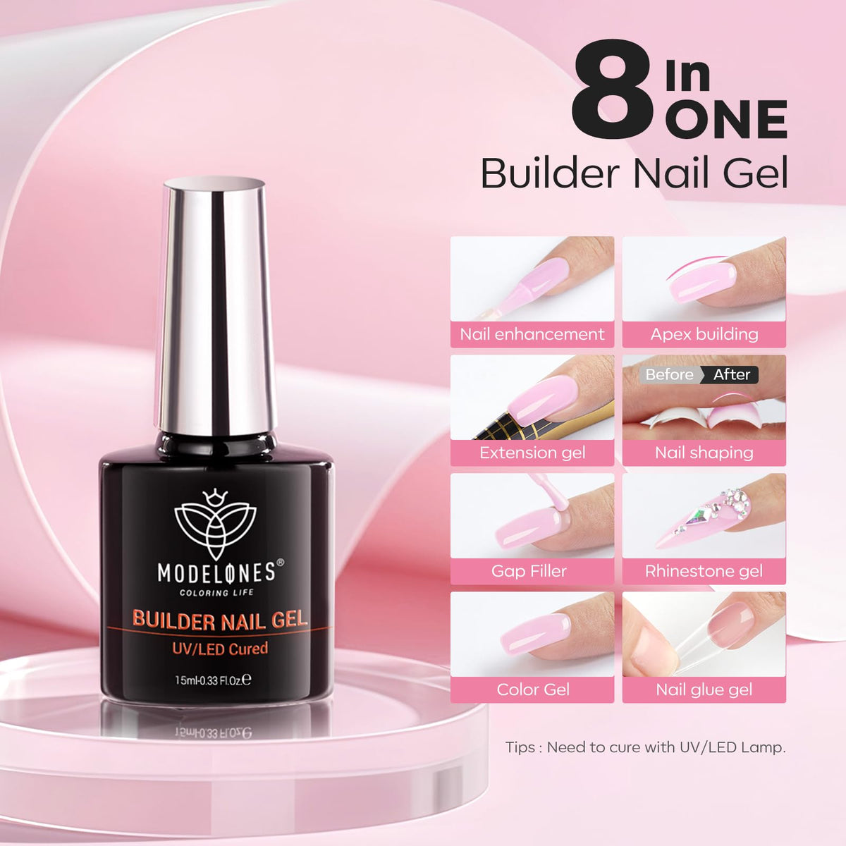 modelones shiny top coat bottle label easy-seal glossy finish