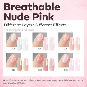 modelones six nude pink bottles lined up to compare subtle shade options