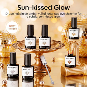 modelones six neutral brown shades arranged flat, shows color range for all skin tones