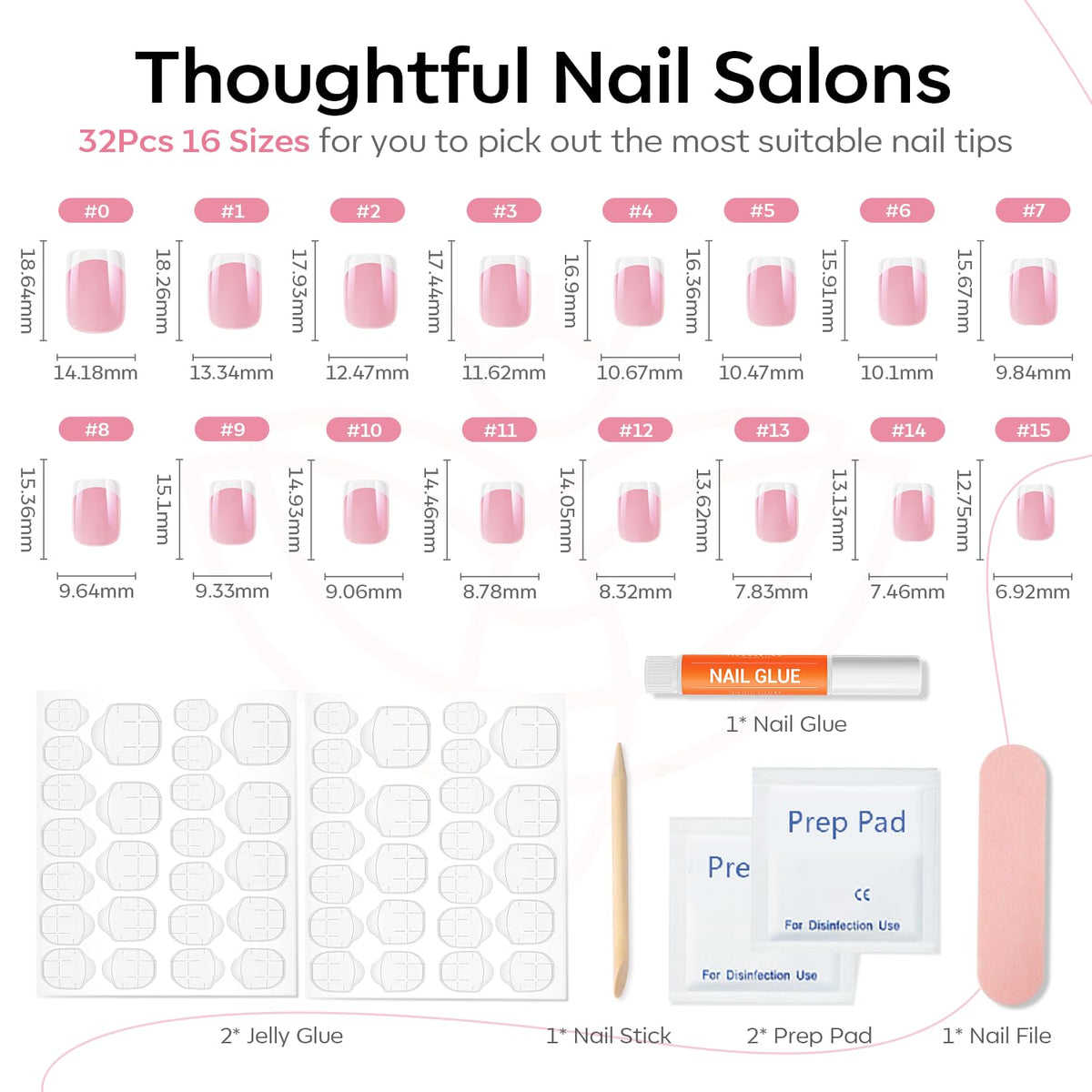 modelones layout of 16 sizes 32pcs organized to show matching options and fit accuracy