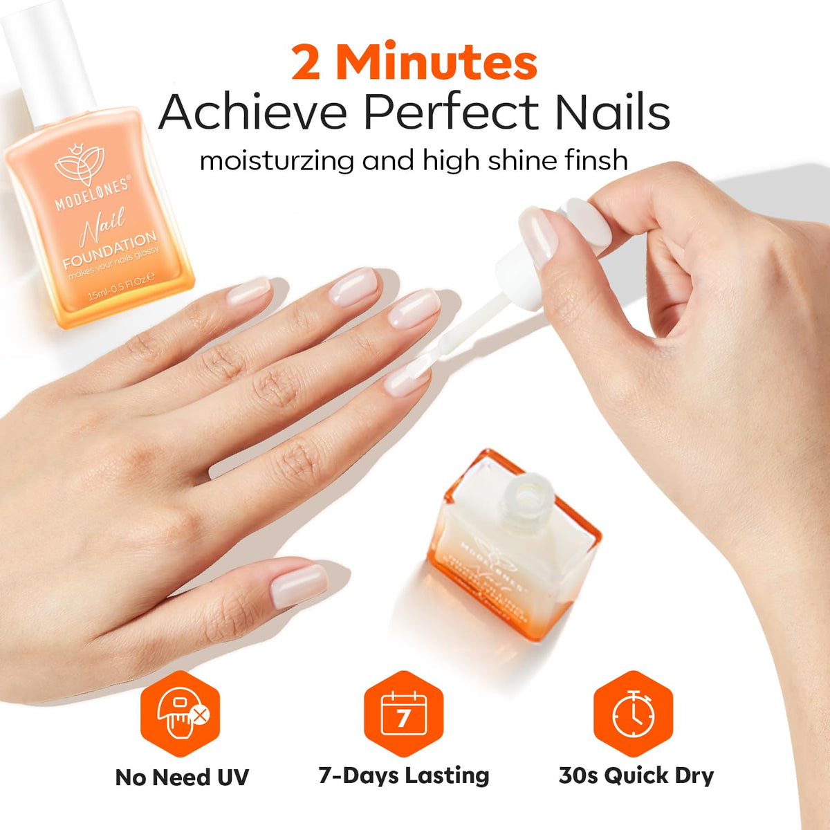 modelones size scale next to fingers showing 15ml bottle proportion