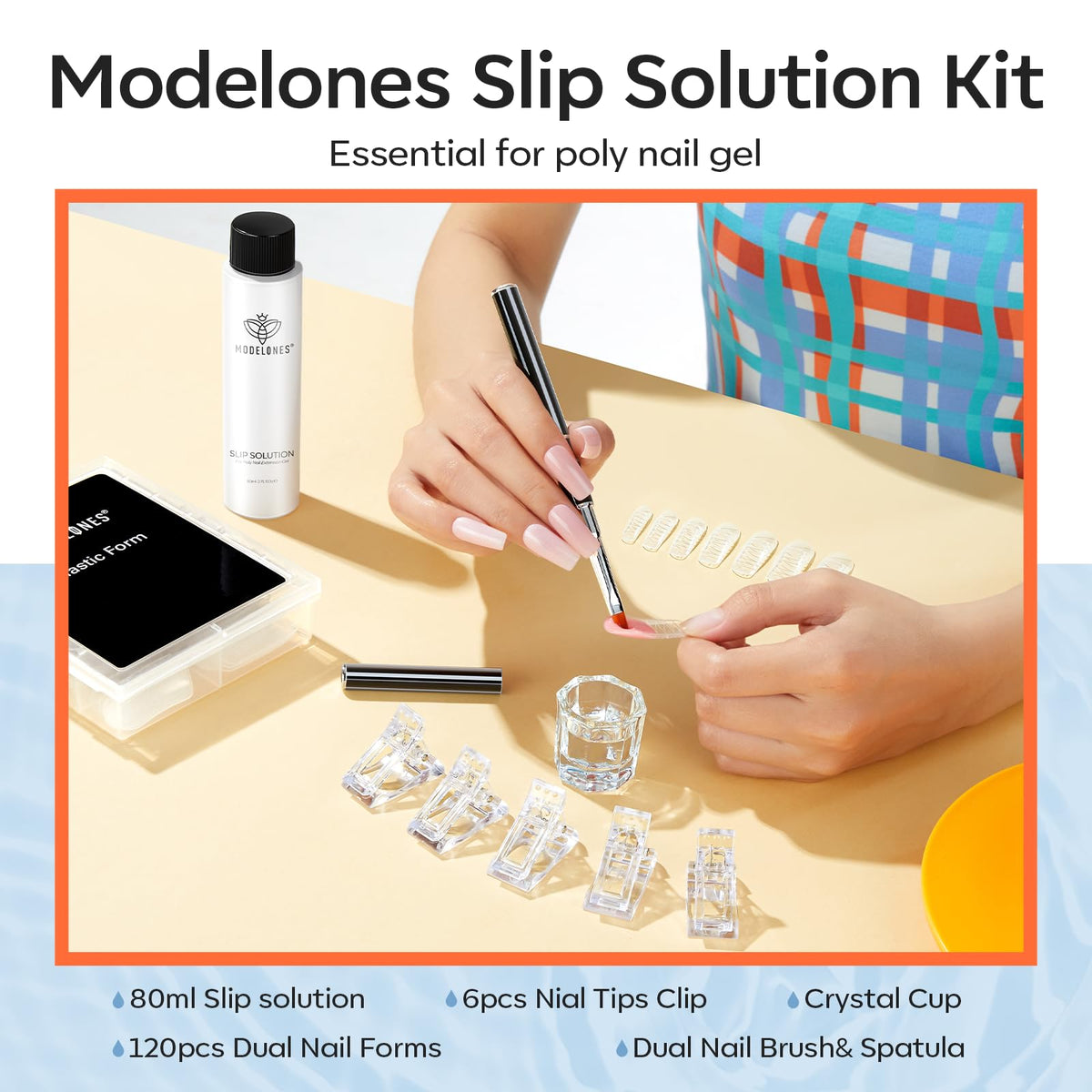 modelones slip solution bottle closeup highlighting non‑irritating smooth formula