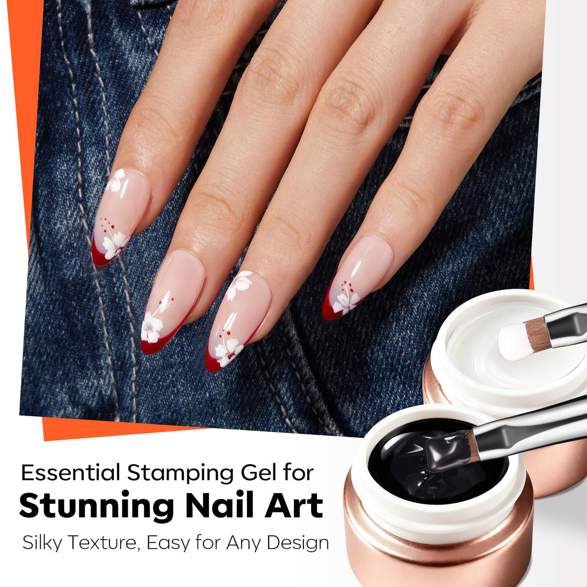 modelones nail swatches demonstrating stamped designs and finishes