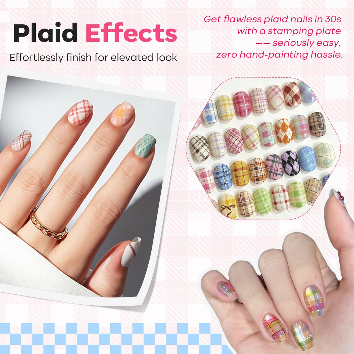 modelones stamping in action on fingernails demonstrating clean transfer