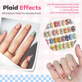 modelones stamping in action on fingernails demonstrating clean transfer