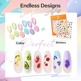 modelones sticker sheet detail with fruit decals to create playful nail art