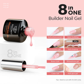 modelones swatches on fan displaying six jelly nude-pink shades for versatile looks