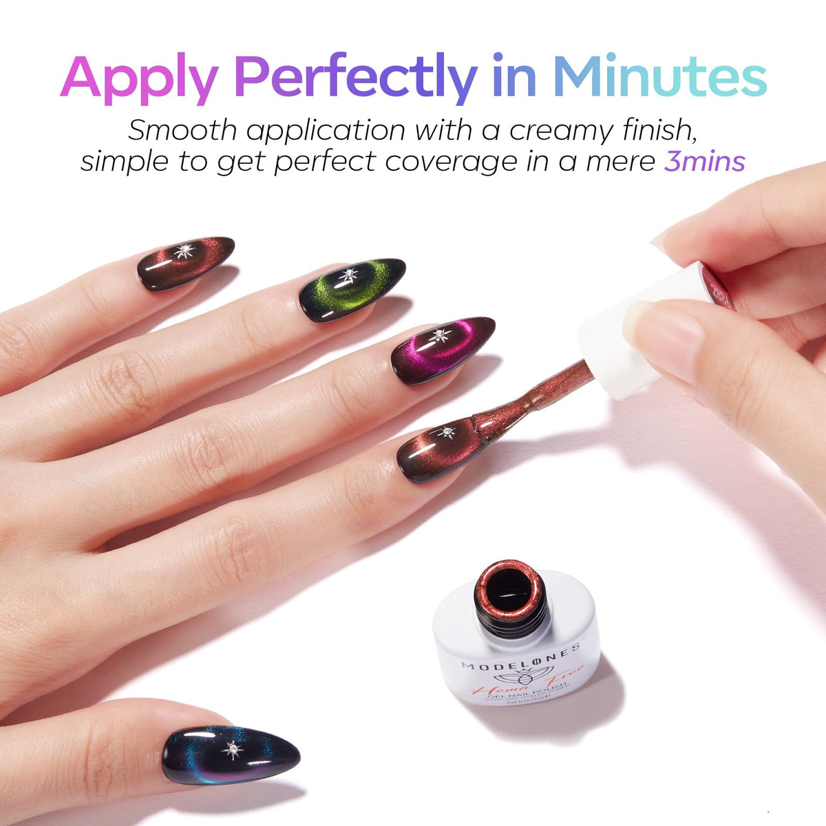 modelones swatches on a nail wheel showing each shade and quick visual selection benefit
