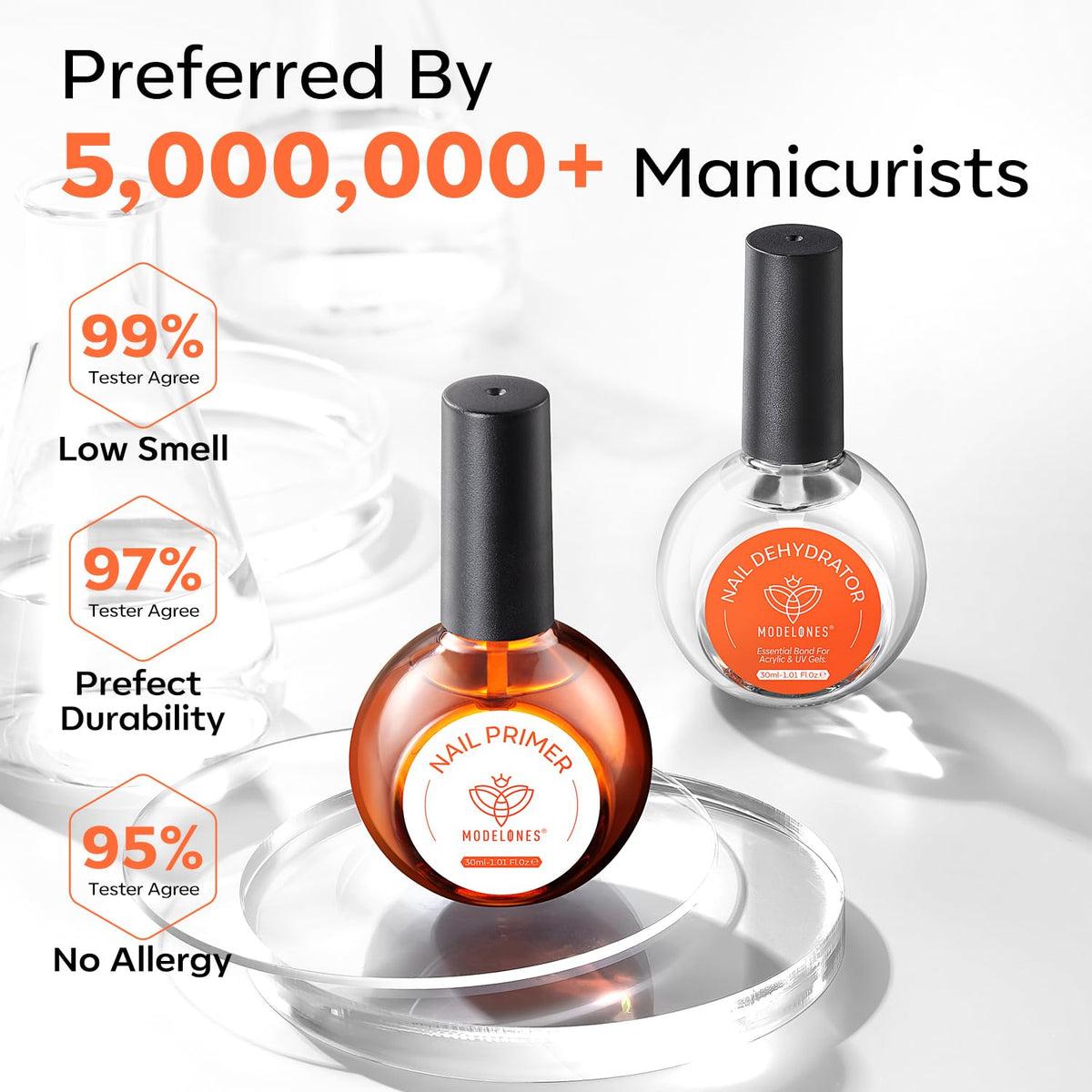 modelones solution on cotton pad showing non-greasy texture for clean nails