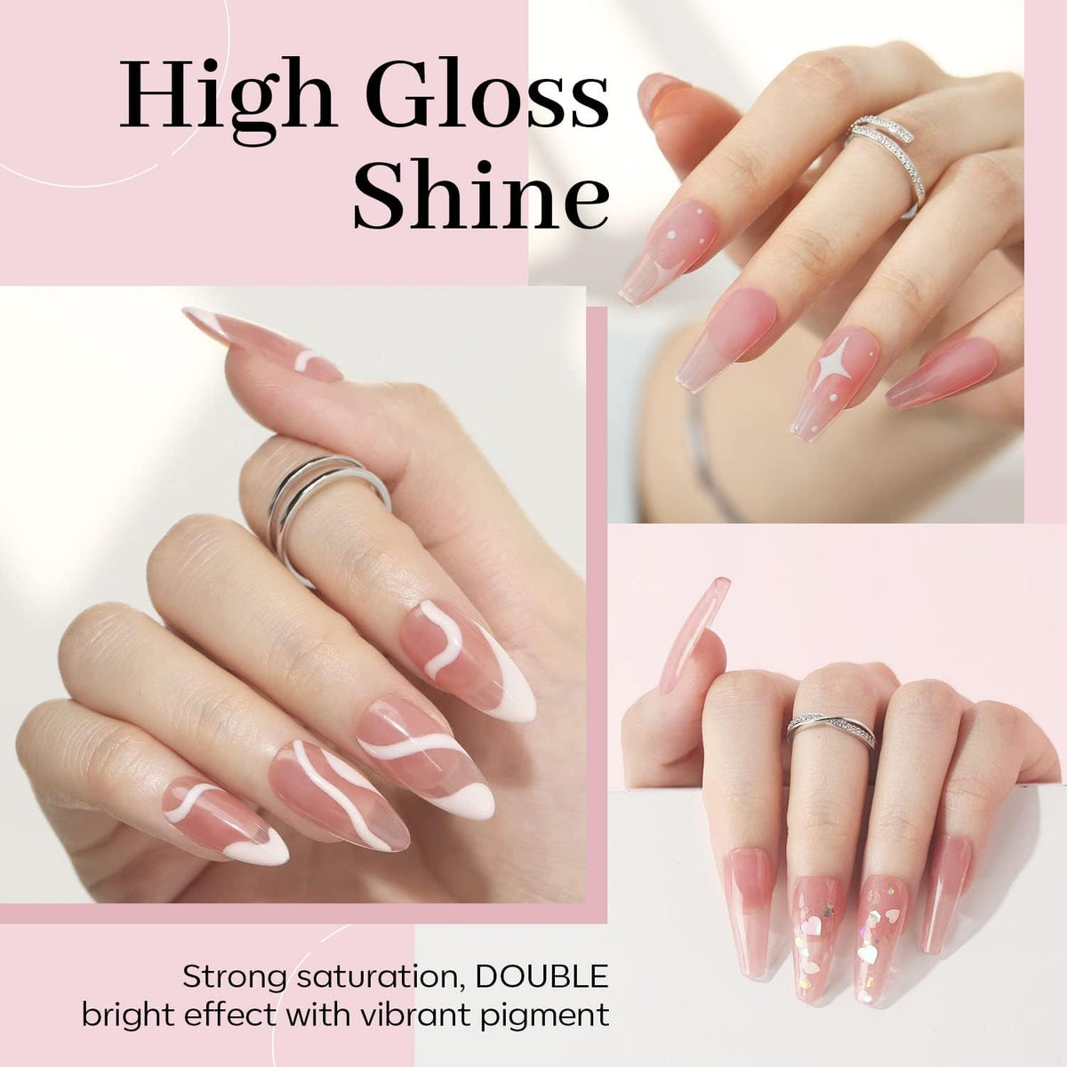 modelones single-coat swatch on nail showing sheer milky pink effect