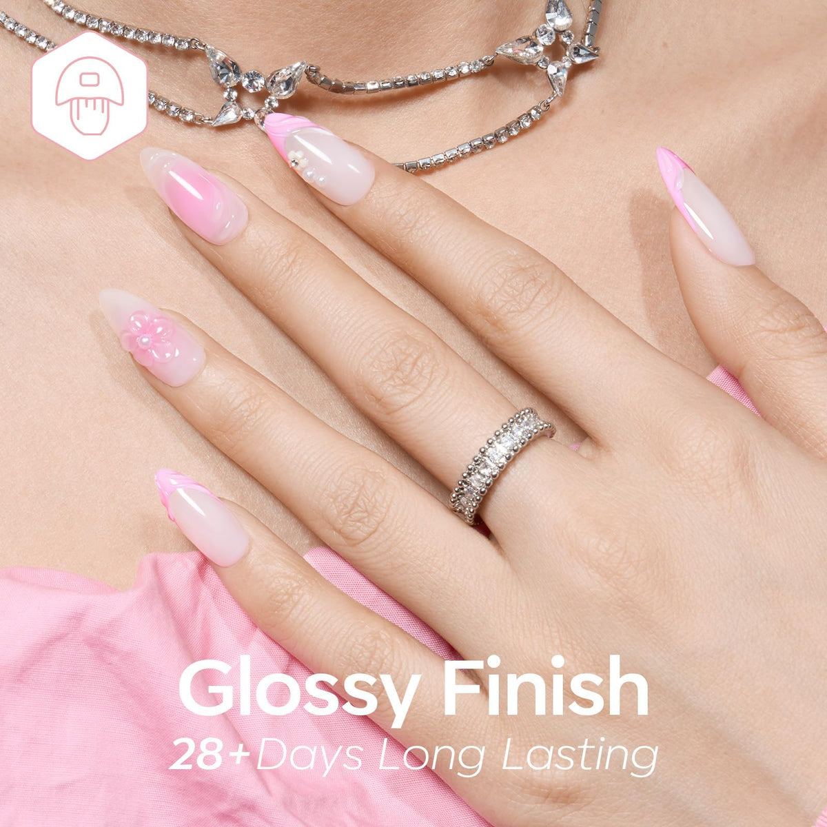 modelones three-coat swatch on nail showing richer translucent nude tone