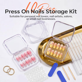 modelones tool kit layout with file, cuticle stick, and tabs for ready application